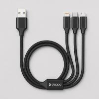 Дата-кабель 3 в 1: micro USB, USB-C, Ligthning, алюминий, 1.2м, черный, Deppa