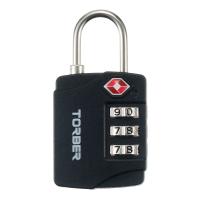 Замок кодовый TSA TORBER, черный, цинковый сплав, 3,3 x 1,4 x 6,4 см