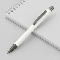Ручка металлическая soft touch шариковая Tender, белый/серый