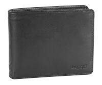 Портмоне BUGATTI Primo, чёрное, натуральная воловья кожа, 11,5х2х9,5 см