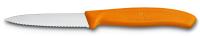 Нож для овощей VICTORINOX SwissClassic, лезвие 8 см с волнистой кромкой, оранжевый