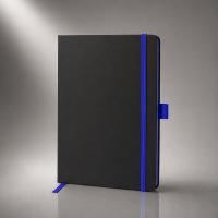 Блокнот ColorNote Black, твердая обложка A5, 80 листов, черный с синим