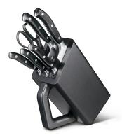 Набор из 6 кованых кухонных приборов VICTORINOX: 5 ножей и ножницы, в антрацитовой подставке из бука