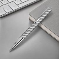 Ручка шариковая металлическая Elegance из карбонового волокна, серебристый