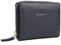 Кошелёк женский BUGATTI Lady Top, на молнии, тёмно-синий, натуральная воловья кожа, 12х2,5х9 см
