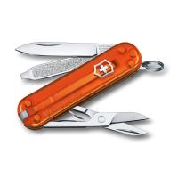 Нож-брелок VICTORINOX Classic SD Colors "Fire Opal", 58 мм, 7 функций, полупрозрачный оранжевый