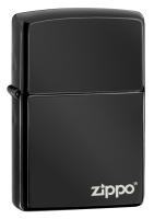 Зажигалка ZIPPO Classic с покрытием Ebony™, латунь/сталь, чёрная с логотипом, глянцевая, 38x13x57 мм