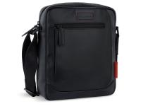 Сумка наплечная мужская BUGATTI КЛАРК | CLARK, чёрная, воловья кожа/полиэстер, 21х6,5х24 см, 3 л