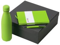 Подарочный набор c блокнотом C1, ручкой и термобутылкой, зеленое яблоко , размер гибкая обложка