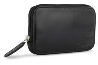 Ключница BUGATTI Nobile, черная, воловья кожа/полиэстер, 11,5х1,5х7 см