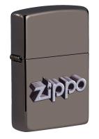 Зажигалка ZIPPO Фирменный дизайн с покрытием черный лед | Zippo Design Black Ice®, латунь/сталь, чёрная, глянцевая, 38x13x57 мм