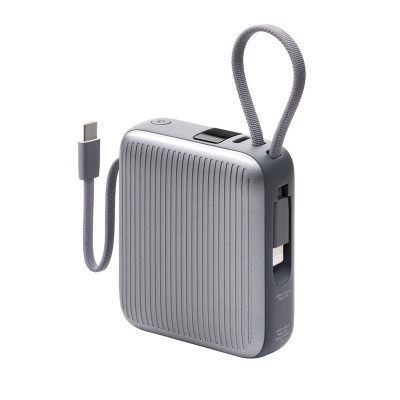 Внешний АКБ NRG Turbo Cable 10000 mAh, 22,5Вт, графит, Deppa , размер 10000 mAh