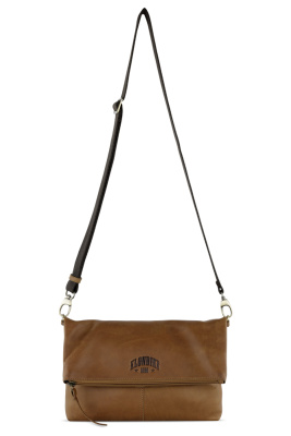 Сумка через плечо KLONDIKE RUSH «Jessica», натуральная кожа в коньячном цвете, 30 х 20/33 х 4,5 см