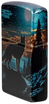 Зажигалка ZIPPO Moonlight Wolf Design с покрытием 540 Tumbled Chrome, латунь/сталь, разноцветная, 38x13x57 мм