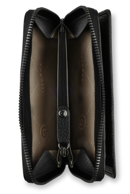 Кошелёк женский BUGATTI ЭЛЬЗА | ELSA, с защитой данных RFID, чёрный, воловья кожа/полиэстер, 15,5х3х9,5 см