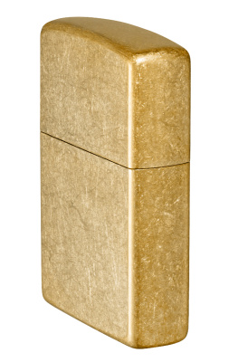 Зажигалка ZIPPO классическая с покрытием Искусственно состаренная латунь | Classic Tumbled Brass, латунь/сталь, золотистая, матовая, 38x13x57 мм
