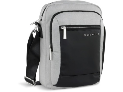 Сумка наплечная мужская BUGATTI СЕРА | SERA, светло-серая, полиэстер, 21х6х26,5 см, 2,5 л