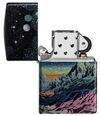 Зажигалка ZIPPO Space in Color Design с покрытием 540 Tumbled Chrome, латунь/сталь, разноцветная, 38x13x57 мм