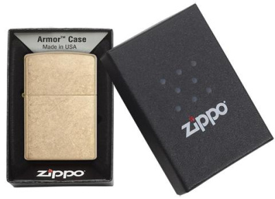Зажигалка ZIPPO Armor™ с покрытием Искусственно состаренная латунь | Tumbled Brass, латунь/сталь, золотистая, матовая, 38x13x57 мм