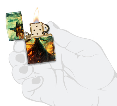Зажигалка ZIPPO Fire Mage с покрытием 540 Tumbled Brass, латунь/сталь, разноцветная, 38x13x57 мм