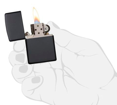 Зажигалка ZIPPO классическая с черным матовым покрытием | Classic Black Matte, латунь/сталь, чёрная, матовая, 38x13x57 мм