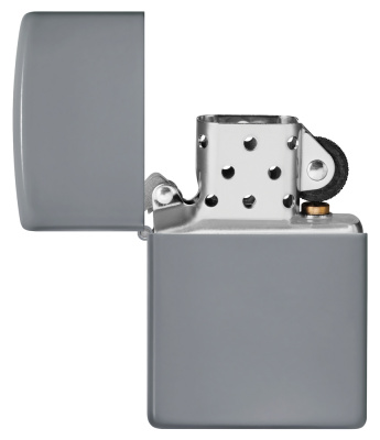 Зажигалка ZIPPO классическая со светло-серым покрытием | Classic Flat Grey, латунь/сталь, серая, глянцевая, 38x13x57 мм