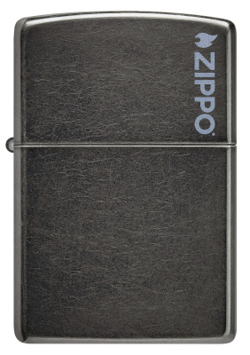 Зажигалка ZIPPO Logo с покрытием Gray Dusk, латунь/сталь, серая, матовая, 38x13x57 мм