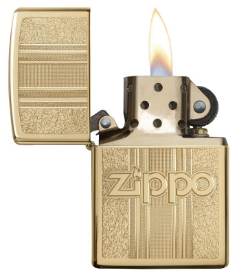 Зажигалка ZIPPO Графический узор с покрытием Глянцевая латунь | Pattern Design High Polish Brass, латунь/сталь, золотистая, 38x13x57 мм