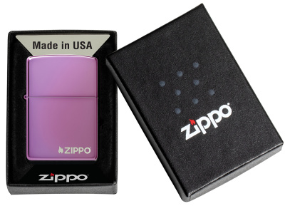 Зажигалка ZIPPO Classic с покрытием Abyss™, латунь/сталь, фиолетовая с логотипом, 38x13x57 мм