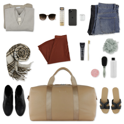 Сумка дорожная BUGATTI ЭЛЬЗА | ELSA, песочного цвета, воловья кожа/полиэстер, 47х22х24/30 см