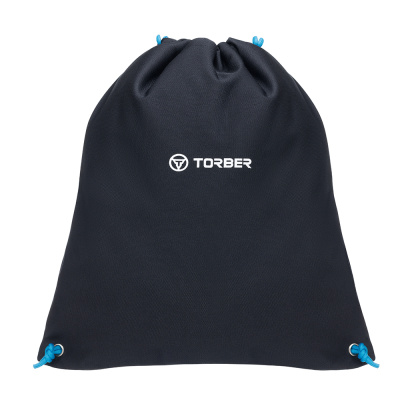 Рюкзак TORBER КЛАСС, чёрный/синий с орнаментом, 43 х 32 х 13 см+ Мешок для сменной обуви в подарок