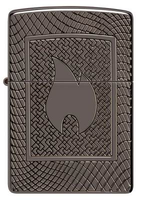 Зажигалка ZIPPO Armor® с покрытием Black Ice®, латунь/сталь, чёрная, 29x10x60 мм