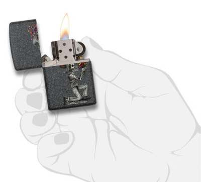 Набор ZIPPO Влюбленные зомби из двух зажигалок с каменным покрытием | Couple Iron Stone, серые, матовые