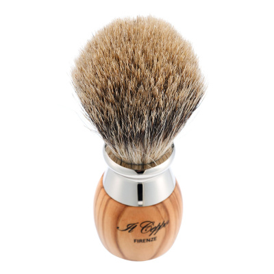 Бритвенный набор IL Ceppo: станок, помазок, подставка, оливковое дерево/никелированная латунь, FUSION, натуральный ворс барсука BEST BADGER