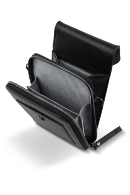 Сумка наплечная BUGATTI АЛМАТА | ALMATA, чёрная, полиуретан, 11х4х19 см