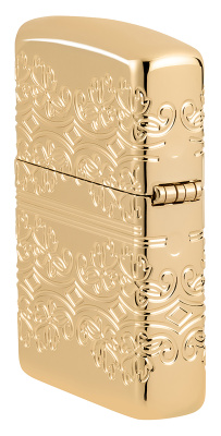 Зажигалка ZIPPO Armor® Lucky Clover с покрытием High Polish Gold Plate, латунь/сталь, золотистая, 38x13x57 мм