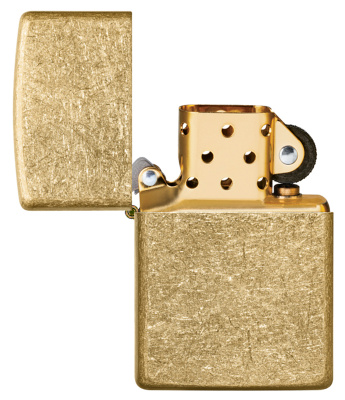 Зажигалка ZIPPO классическая с покрытием Искусственно состаренная латунь | Classic Tumbled Brass, латунь/сталь, золотистая, матовая, 38x13x57 мм