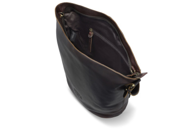 Сумка через плечо KLONDIKE RUSH «Samantha», натуральная кожа в темно-коричневом цвете, 40х32,5х15,5