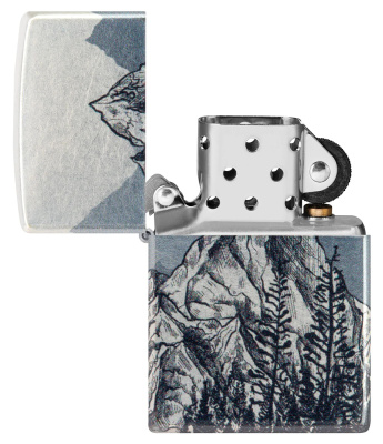 Зажигалка ZIPPO Mountain Sketch с покрытием 540 Tumbled Chrome, латунь/сталь, разноцветная, 38x13x57 мм