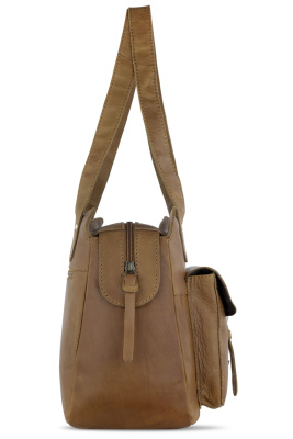 Сумка через плечо KLONDIKE RUSH «Zoe», натуральная кожа в коньячном цвете, 28 х 24 х 18 см