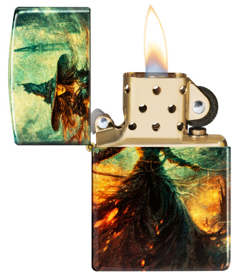 Зажигалка ZIPPO Fire Mage с покрытием 540 Tumbled Brass, латунь/сталь, разноцветная, 38x13x57 мм