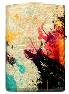 Зажигалка ZIPPO Нарисованный тигр с покрытием Искусственно состаренная латунь | Painted Tiger 540 Tumbled Brass,латунь/сталь,разноцветная, 38x13x57 мм
