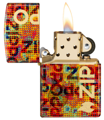 Зажигалка ZIPPO Pixel Fusion с покрытием 540 Tumbled Brass, латунь/сталь, разноцветная, 38x13x57 мм