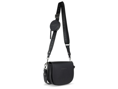 Сумка наплечная женская BUGATTI АЛМАТА | ALMATA, с кошельком, чёрная, полиуретан, 27х6х18,5 см