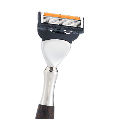 Бритвенный набор IL Ceppo:станок, помазок, подставка, венге/никелированная латунь, FUSION, натуральный ворс барсука BEST BADGER, размер узла M (22 мм)