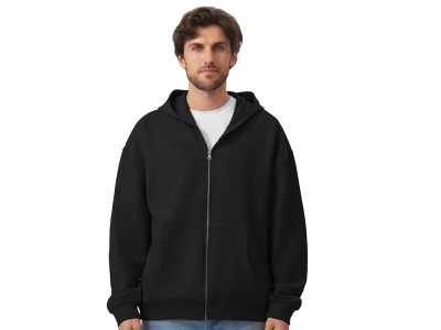 Толстовка оверсайз с капюшоном на молнии Monaco, черный , размер XL-2XL