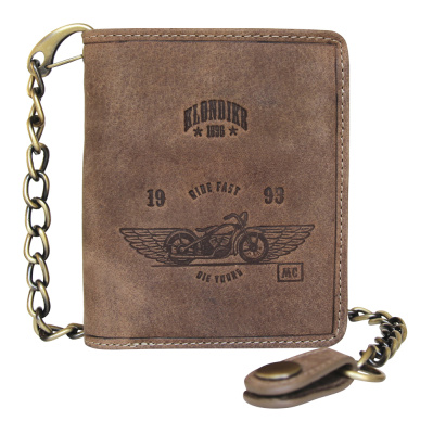 Бумажник KLONDIKE «Wayne Bike», натуральная кожа в светло-коричневом цвете, 10,5 х 12,5 х 2,5 см
