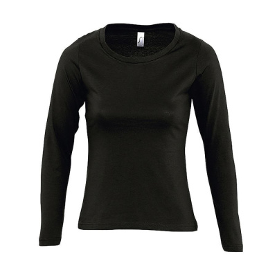 Футболка женская с длинным рукавом MAJESTIC, глубокий черный, XL, 100% хлопок, 150 г/м2