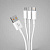 Дата-кабель 3 в 1: micro USB, USB-C, Ligthning, 1.2м, белый, Deppa