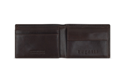 Портмоне BUGATTI НЕАПОЛЬ | NEAPLES, с защитой данных RFID, коричневое, натуральная воловья кожа, 10х2х7,2 см